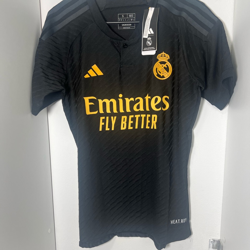 Adidas Black Soccer Jersey with Gold Accents
